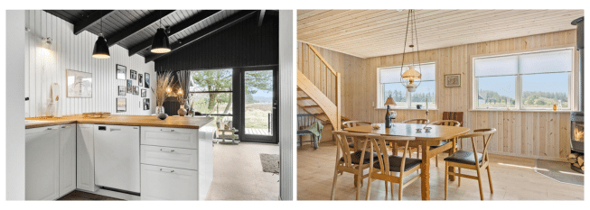 Stemningsbilleder inde fra de to sommerhuse på tur B